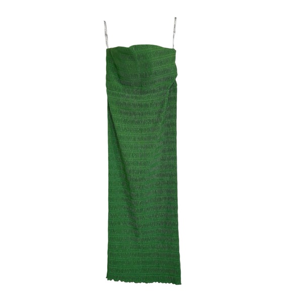 L'IDÉE Aurore Pleated Satin Strapless Midi Dress in Sea Green NWT - Picture 5 of 10